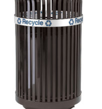 recycled steel litter receptacle with recycle band decal