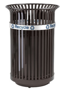 recycled steel litter receptacle with recycle band decal