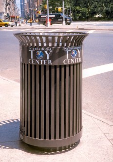 recycled steel litter receptacle with custom decals