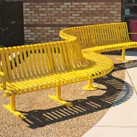 recycled steel curved bench