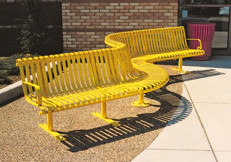 recycled steel curved bench