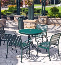 round steel table and chairs