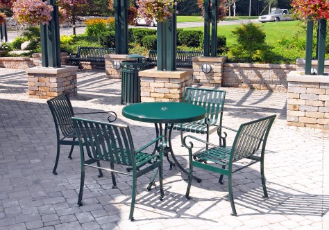 round steel table and chairs