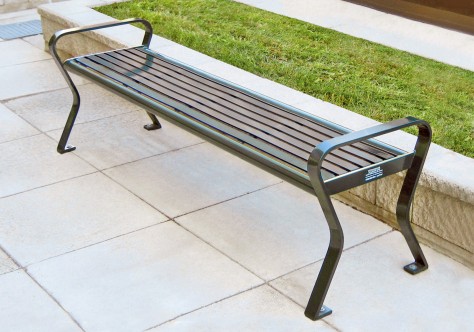 backless recycled steel bench