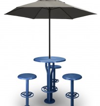 perforated bistro table and stools