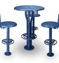 perforated bistro table and stools