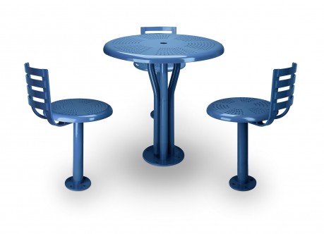 perforated bistro table and seats