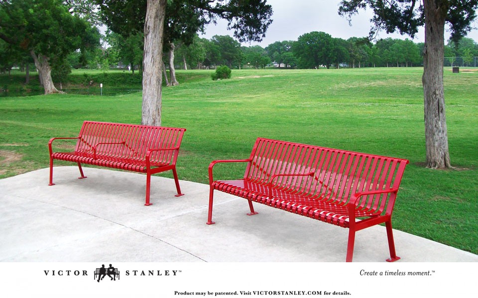 steel benches with center armrest
