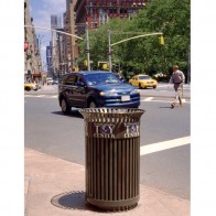 recycled steel litter receptacle with custom band decals